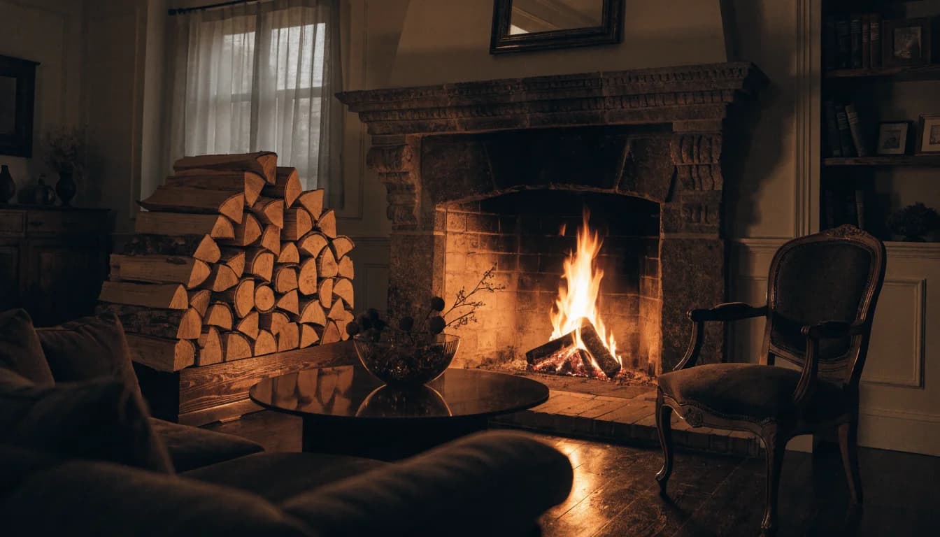 Cheminée chaleureuse avec bois de chauffage français